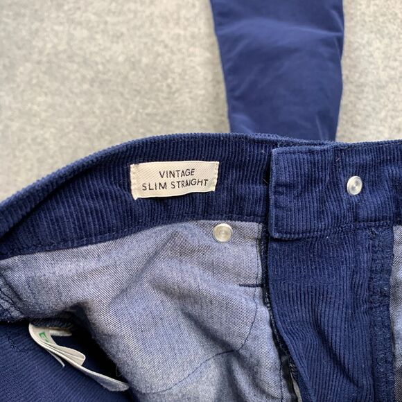 J Crew Pants Womens 25T Tall Blue Vintage SLIM Straight Corduroy Mid Rise Pocket - Picture 7 of 12